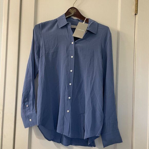 Everlane Blue Washable Silk Shirt Size 4 - Picture 2 of 6